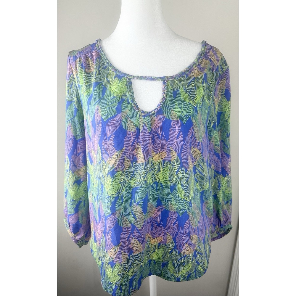 American Eagle Outfitters Semi Sheer Floral L/S Blouse w/ Cut Out Back-Sz S/P